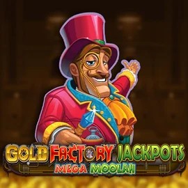 Gold Factory Jackpots Mega Moolah by Aurum Signature Studios, showcased at betninjaa.com – game logo