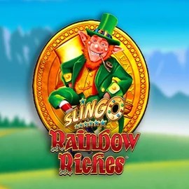 Slingo Rainbow Riches slot logo by Gaming Realms at Betninja Casino